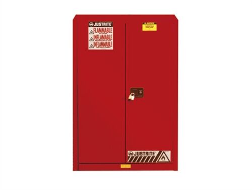 Justrite 894501 Sure-Grip EX Flammable Safety Cabinet, Capacity 45 Gallons, 2 Shelves, 2 Manual-Close Doors, Red