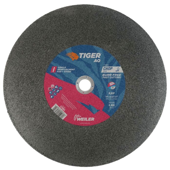 たいone Weiler 57084 Tiger® AO Type 1 Chop Saw Large Cutting Wheel, 14 in