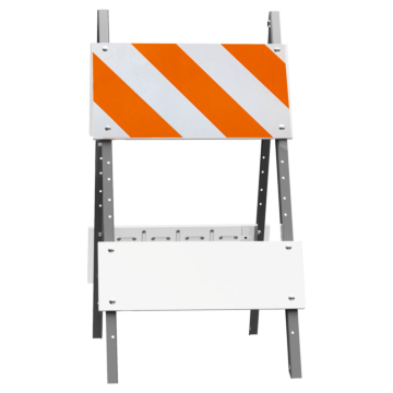 Plasticade 105G-T12DGB8 Combocade Type I Barricade, White Boards, Gray Legs, Diamond Grade Striped Sheeting