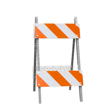 Plasticade 105G-T8DGB8DG Combocade Type II Barricade, White Boards, Gray Legs, Diamond Grade Striped Sheeting