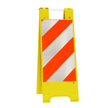 Plasticade 155-YHT12DG Minicade Sign Stand/Barricade, Yellow, Diamond Grade Striped Sheeting