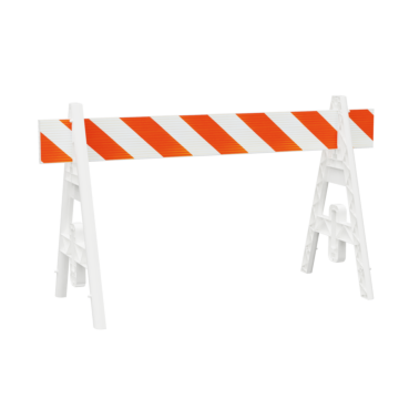 Plasticade 203W-310HIP Omni A-Frame Barricade Set, White, High Intensity Prismatic Striped Sheeting, Left/Right