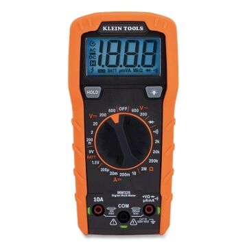 Klein Tools MM325 Digital Multimeter, Manual Ranging, 10 A, 600 V AC/600 V DC