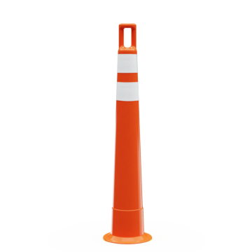 Plasticade 510-O-DG-4W4W-2 Watchtower Stacker Cone, Orange, Diamond Grade Sheeting, White Reflective Bands, 2 - 4" DG