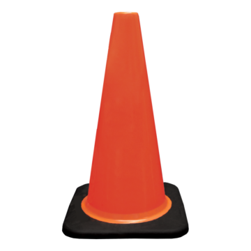 Plasticade 518-3-1 18" PVC Traffic Cone, Orange, No Sheeting