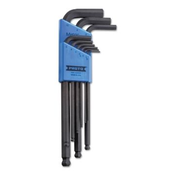 Proto® 4996 9 Pc. Metric Ball-Hex L-Key Sets, 9 per holder, Hex Ball Tip, Metric