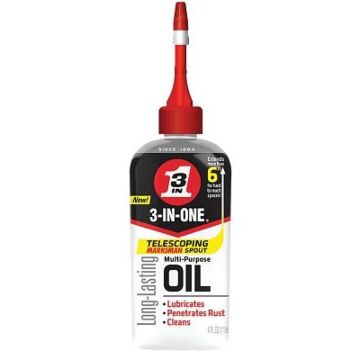 WD-40 100703 3-IN-ONE Multi-Purpose Oil, 4 fl oz, Bottle with Telescoping Marksman Spout