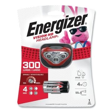 Energizer HDB32E Vision Hd Led Headlamp, Aaa, 300 Lm, Red
