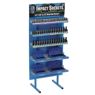 Grey Pneumatic D157H Display, 1/4 In Dr, 3/8 In Dr, 1/2 In Dr, Incl 57-Pc Metric/Sae Hex Drivers And (2) 7-Pc Sets/(2) 10-Pc Sets W/Molded Cases