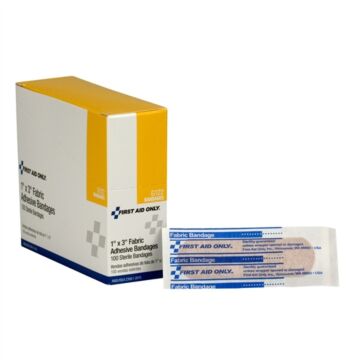 First Aid Only G122 1" x 3" Fabric Bandages, 100/Box