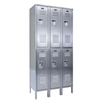 Vestil LOCK-5418-SSD3 Stainless Steel Lockers 3 Columns with 2 Rows 54" x 18" x 78" Silver