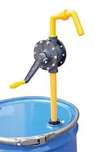 Vestil RP-90R Polyphenylene Sulfide Manual Rotary Drum Pump 10" x 8" x 12", Yellow