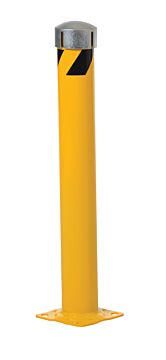 Vestil BOL-JKS-36-4.5 Steel Pipe Bollard with Removable Bolt-On Steel Cap and Slots 36" x 4-1/2", Yellow