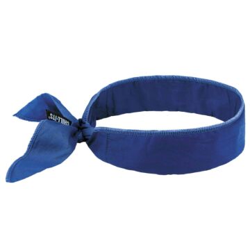 Ergodyne 12399 Chill-Its 6702 Cooling Bandana, Embedded Polymers, Tie, Solid Blue