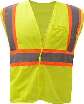  GSS Safety 1007 Economy Class 2 Safety Two-Tone Vest, Hook & Loop, Lime