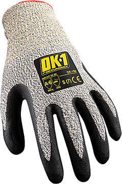 Occunomix OK-150-013 Gloves, Cut Resistant, ANSI Cut Level 5, Grey/Black, Size M