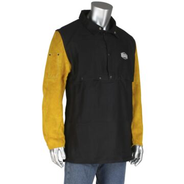 West Chester 8051 Combination FR Cotton Leather Cape Sleeve with Apron, Dark Brown