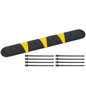 Plasticade SB72N-SEASPHALT-EC Speed Bump with Reflective Stripes, Cat Eye Reflectors, and End Caps, 6' for Asphalt, Black