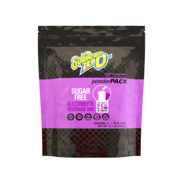 Sqwincher 159016804 PowderPac ZERO Sugar Free 2.5 gal Yield Powder Mix, 1.76 oz Packet, Grape