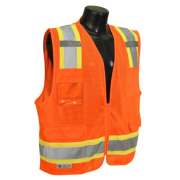 Radians SV6-2ZOM-L Class 2 Two Tone Surveyor Safety Vest - Orange, Large, 1/Each
