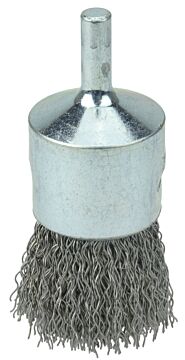 Weiler 10012 Crimped Wire Solid End Brush, Steel, 22,000 RPM, 1 in x 0.02 in