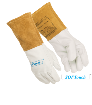 Weldas 10-1009M SOFTtouch TIG Welding Gloves, Top Grain Goatskin, 5" Cuff, Pearl, Size Medium, 1/Pair